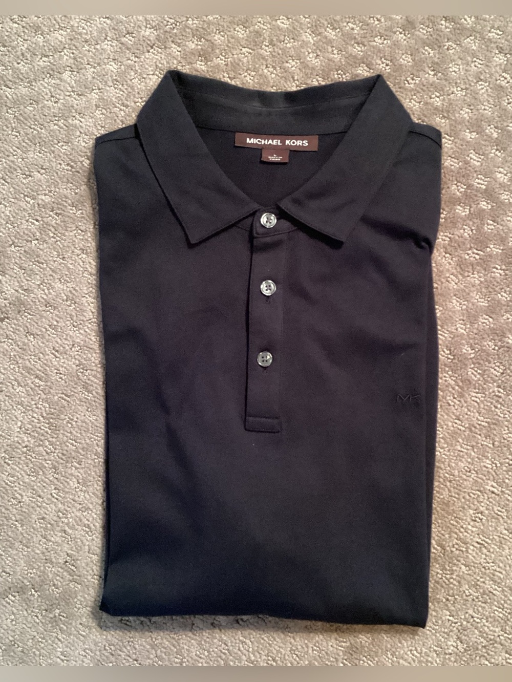 Michael Kors Men's 3 button Black Polo-Golf Shirt, collar, Large